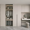 Modern Dressing Table Interior Design With Wardrobe Mirror Marble Countertop And Stool 3d model