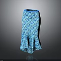 Women's Blue Paisley Print Skirt with Asymmetric Flared Hem and Stylish Design