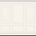 Elegant White Wall Paneling Interior With Decorative Plaster Molding And Carved Patterns