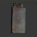 Vintage Metal Oil Canister With Peeling Red Gray Paint Brass Lid And Handle