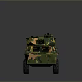 Military Camouflage Wheeled Armored Tank With Gun Turret And Antenna
