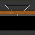 Blank White Display Board With Orange Frame On Dark Reflective Surface