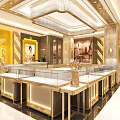 Golden Facade Jewelry Store With Elegant Signboard And Luxury Jewelry Window Displays