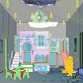 Enchanting Indoor Playground with Snow Castle Slide Starry Ceiling Decor for Kids