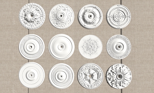 European-style lamp plate carved disc 3d model