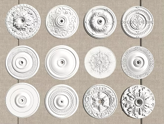 European-style lamp plate carved disc 3d model