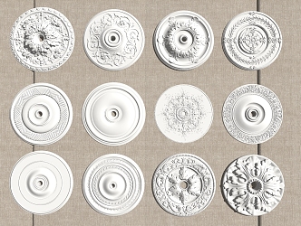 European-style lamp plate carved disc 3d model