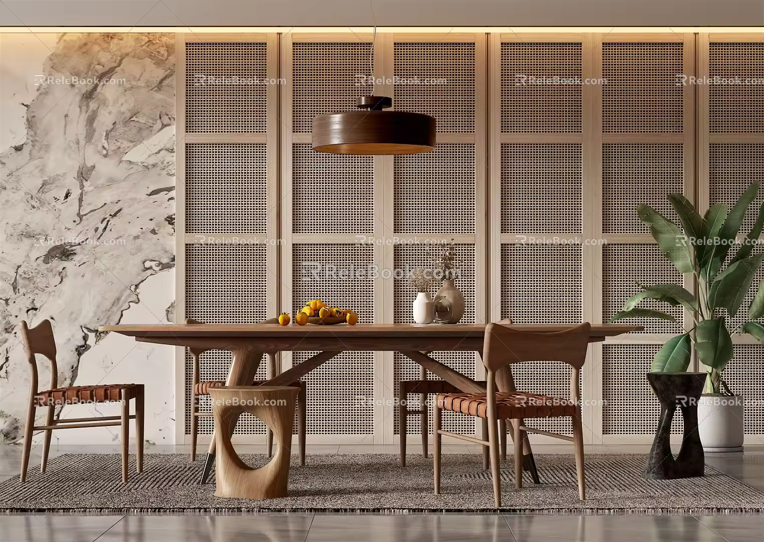 Modern Dining Table and Chair Combination 3d model
