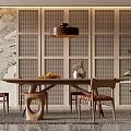 Modern Dining Table and Chair Combination 3d model