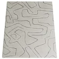 Square Rug with Abstract Curved Line Patterns in Neutral Gray Tones 3d model
