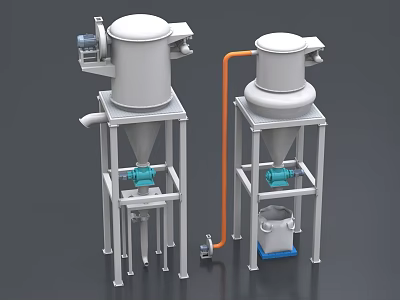 Industrial Processing Equipment With Cylindrical Tanks Stands Motors And Connecting Pipes 3d model