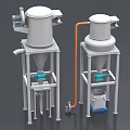 Industrial Processing Equipment With Cylindrical Tanks Stands Motors And Connecting Pipes