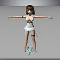 Anime Style Female Character With Brown Short Hair White Dress Sunglasses Tattoos And Blue Companion Creature