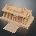 Cartoon Scene Of Ancient Greek Temple With Columns Steps And Roof Decorations