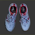 Stylish White Athletic Shoes With Red Accents Breathable Mesh And Orange Soles