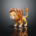 Cute Cartoon Lion Toy With Orange Mane And Pink Cheeks On Black Background