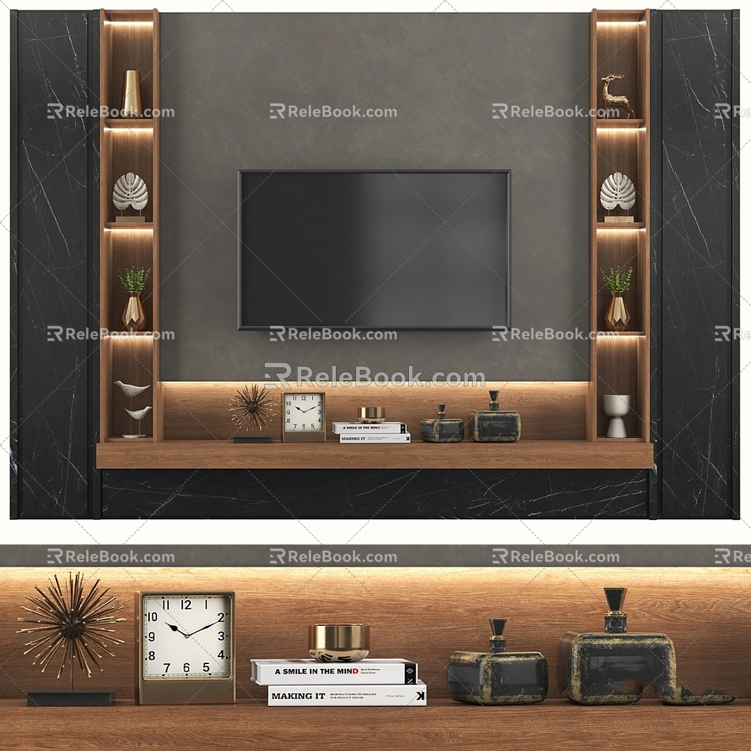 Modern TV background wall TV background wall 3d model