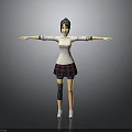 Child In White Long Sleeve Top Plaid Skirt With Knee Pads Arms Outstretched Wearing Sneakers