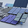 Industrial Solar Equipment Featuring Various Panel Types And Mounting Structures 3d model