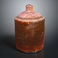 Hand Carved Clay Jar Sculpture With Reddish Brown Textured Surface And Lid