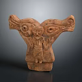 Terracotta Household Decorative Item With Double Dragon Heads And Central Human Figure