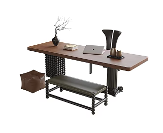 French Style Desk Chair Stool Desk Ornaments 3d model