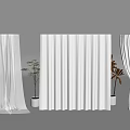 Elegant White Curtains With Potted Plants In Modern Interior Decor Setup 3d model