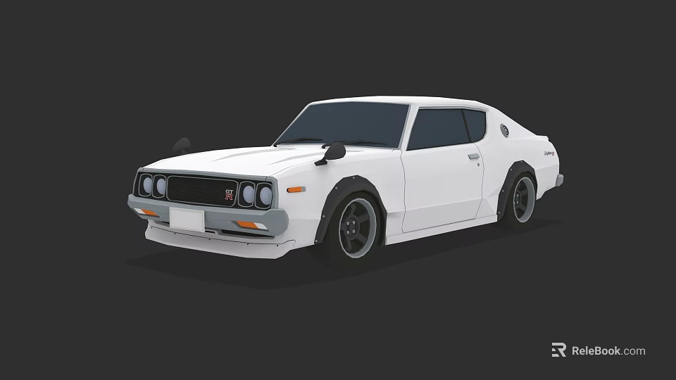 White Classic Sports Car With Two Door Design Black Wheels And Sleek Body 3d model 
