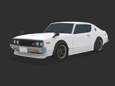 White Classic Sports Car With Two Door Design Black Wheels And Sleek Body 3d model