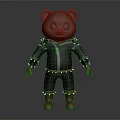 Brown Bear Doll Wearing Black Leather Jacket with Studs Brown Leather Pants and Boots