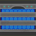 Modern Metal Container With Stackable Design Blue Lighting And Green Accents