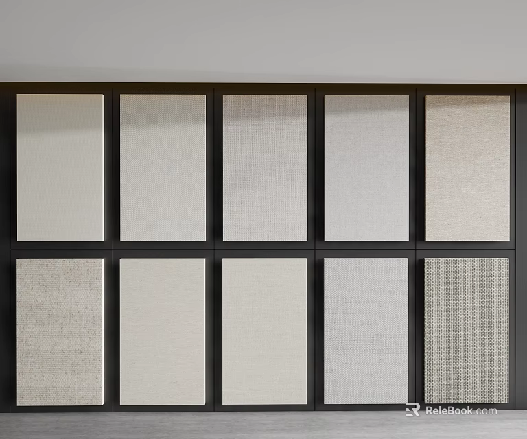 Wall Paneling with Various Textured Surfaces and Grid Pattern for Interior Decoration 3d model 