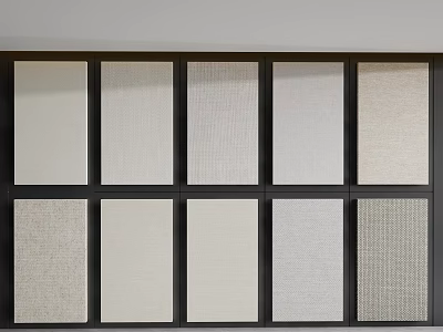 Wall Paneling with Various Textured Surfaces and Grid Pattern for Interior Decoration 3d model