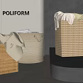 Bathroom Accessories Wicker Storage Baskets With Soft Towels For Home Organization 3d model