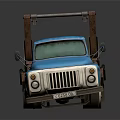 Blue Tow Truck With Flatbed And Crane For Vehicle Recovery