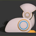 Futuristic Pink And Black Chair With Gold Blue Circular Accents Gray Background