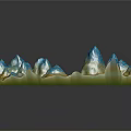 Detailed 3D Garden Landscape Model with Mountainous Terrain Winding River and Scenic Paths