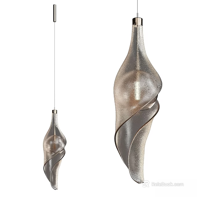 Stylish Modern Metallic Chandeliers With Spiral Design In Different Sizes 3d model