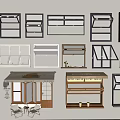 Modern Home Interior with Various Window and Storage Cabinet Designs 3d model