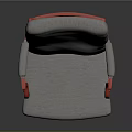 Modern Stylish Chair With Gray Fabric Seat And Red Armrests Legs