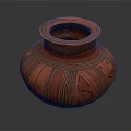 Red Clay Jar With Black Decorative Patterns And Round Body Design 3d model