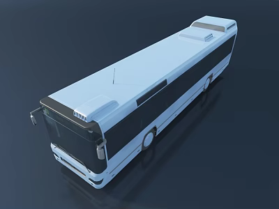 White Modern City Bus With Large Windows And Roof Mounted AC Unit 3d model