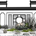 New Chinese style landscape sketch landscape sketch dry landscape tree 3d model