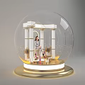 IATO Photo Spot With Transparent Globe Columns Decorative Plants And Golden Base Lighting