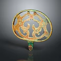 Ancient Chinese Bronze Circular Sculpture With Intricate Dragon Patterns And Green Patina Base Design
