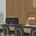 Elegant Modern Open Concept Kitchen With Black Toaster On Countertop And Cabinets