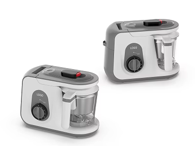 Modern White And Gray Kitchen Food Processors With Control Knob And Transparent Container 3d model