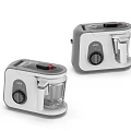Modern White And Gray Kitchen Food Processors With Control Knob And Transparent Container