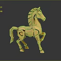 Golden Geometric Horse Sculpture With Modern Design And Shiny Reflective Base