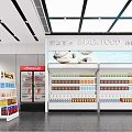 Supermarket Department Store Bright Shopping Space With Neatly Arranged Product Shelves And Checkout Counter